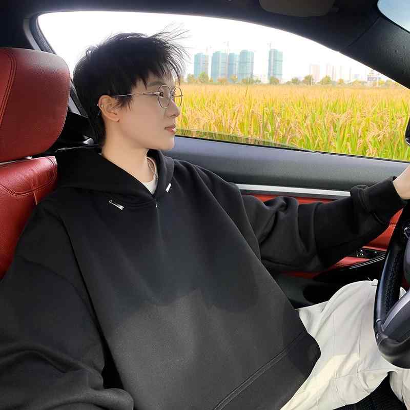 パーカー メンズ 秋冬 豪華感 接触冷感 宽松 無地 スウェット プルオーバー フーディ トップス 長袖 白 黒 部屋着 ルームウェア デイリー 普段使い