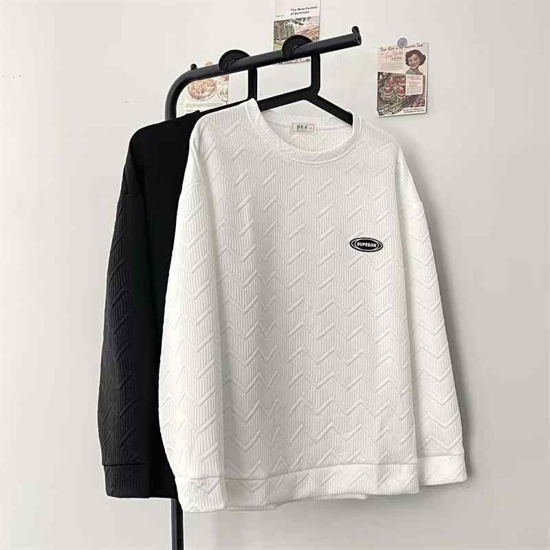Other - スウェット メンズ 春物 長袖 無地 プルオーバー ゆったり 韓国 トップス カットソー M L XL XXL ブラック ホワイト ポリエステル 部屋着 普段使い