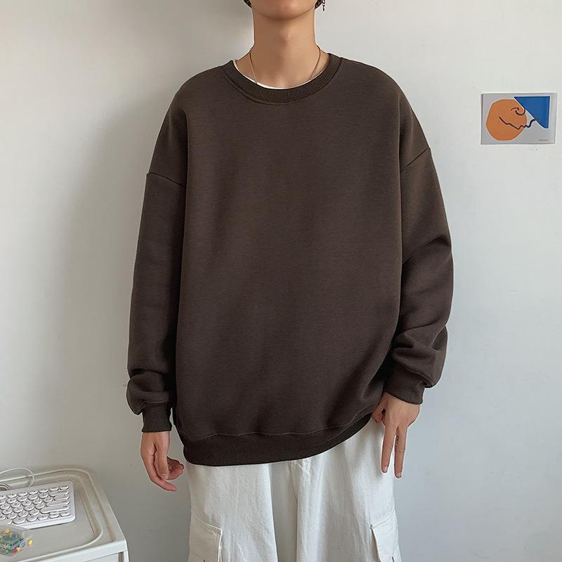 トレーナー メンズ 秋冬 ラウンドネック 長袖 プルオーバー ゆったり 普段使い トップス カットソー 韓国 白 黒 豊富な色