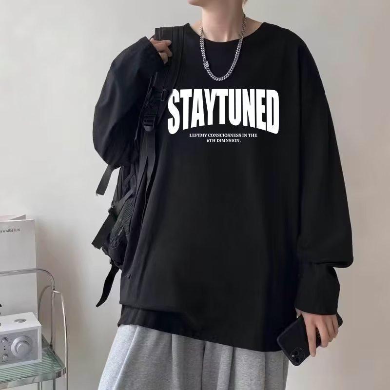 Tシャツ メンズ 長袖 丸首 プルオーバー トップス ストレッチ 伸縮性 スポーティー カットソー ルームウェア 普段使い ポリエステル ブラック ホワイト ブルー グレー(x2)