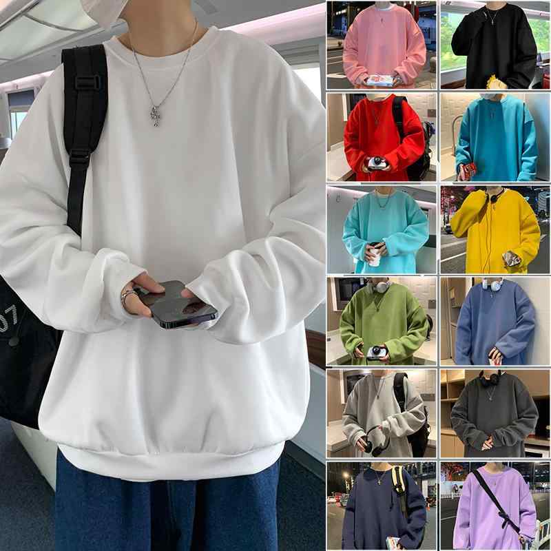 スウェット メンズ トレーナー 男性用 トップス 長袖 カットソー 韓国 無地 裏起毛 春秋 普段使い ルームウェア 白 黒 グレー デニム