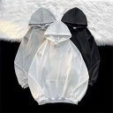 パーカー メンズ 男性用 プルオーバー スウェット レトロ 無地 フード付き トレーナー ビッグシルエット リラックス カジュアルスタイル ポリエステル ブラック グレー ホワイト ブルー