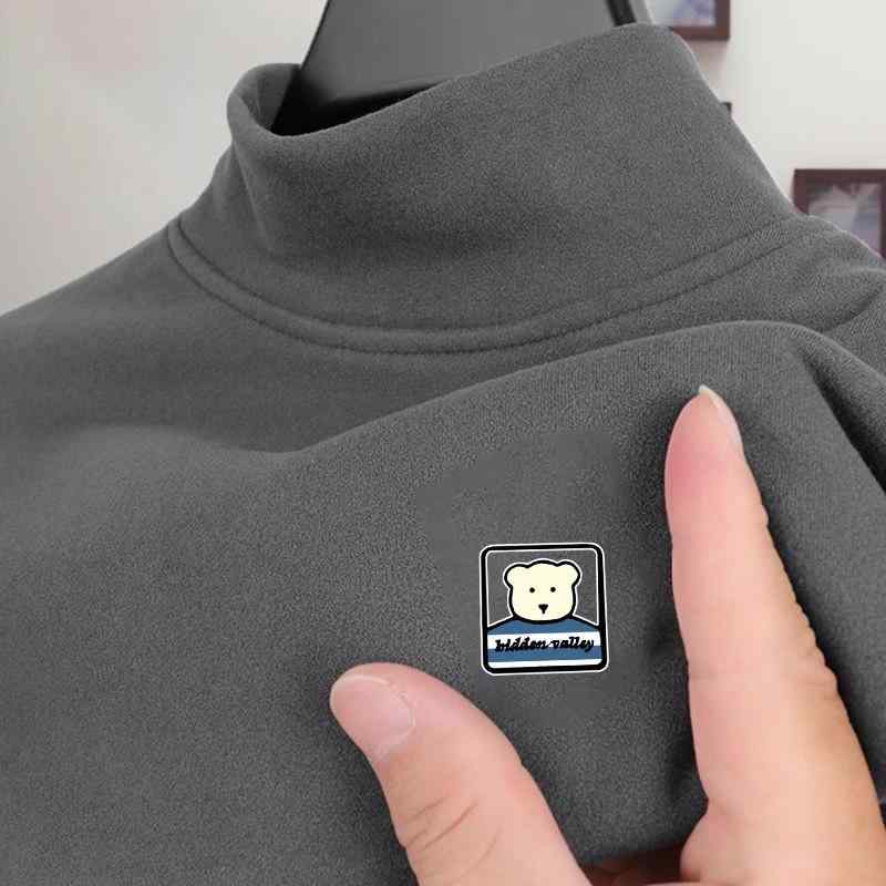 Tシャツ メンズ 徳绒(ベロア) インナーシャツ 秋冬 保温 カットソー 長袖 ハイネック スリム あったか 幾何学模様 トップス 男性用(x2)