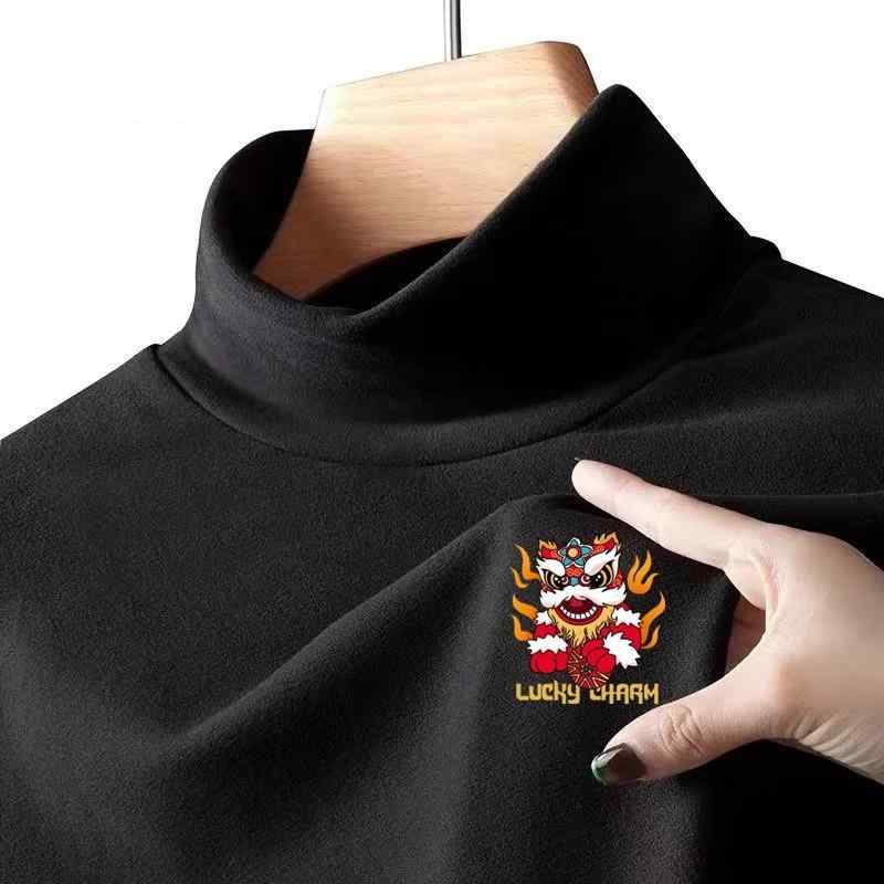 Tシャツ メンズ 男性用 長袖 裏起毛 秋冬 防寒 インナー あったか 暖か カットソー トップス ポリエステル 高さ襟 白 黒 グレー コーヒー カーキ 緑(x2)