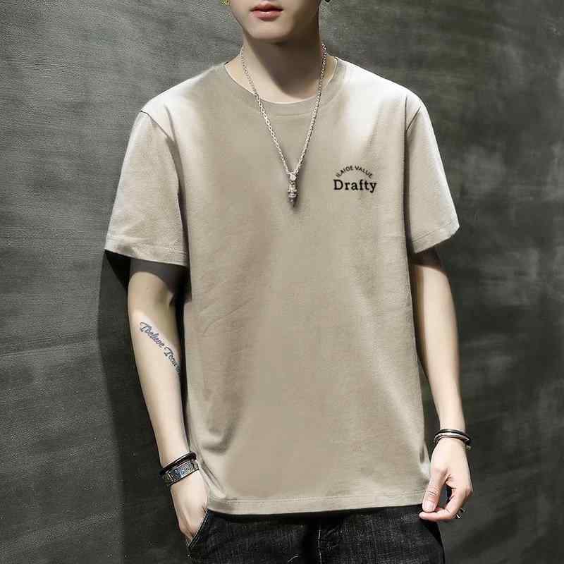 Rakuten - Tシャツ メンズ 半袖 無地 薄手 ポリエステル トップス カットソー プルオーバー ルーズフィット ラウンドネック カジュアル スタイル 普段着 部屋着 ブラック ホワイト グレー カーキ ブルー