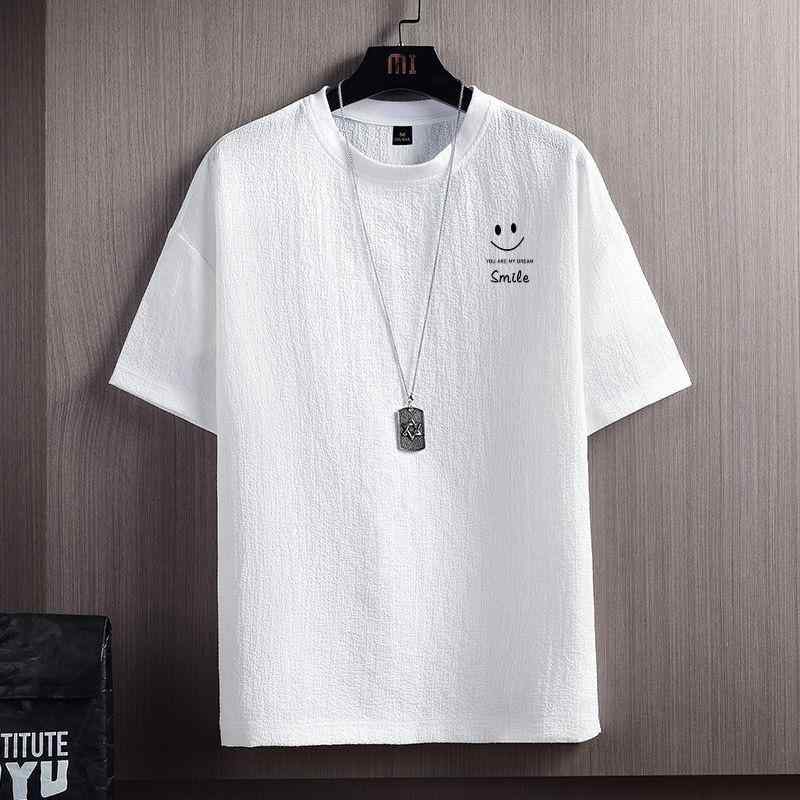 Tシャツ メンズ 男性用 半袖 接触冷感 薄手 トップス ポリエステル プリント 幾何学模様 ブラック ホワイト 夏 普段使い カジュアル スタイル