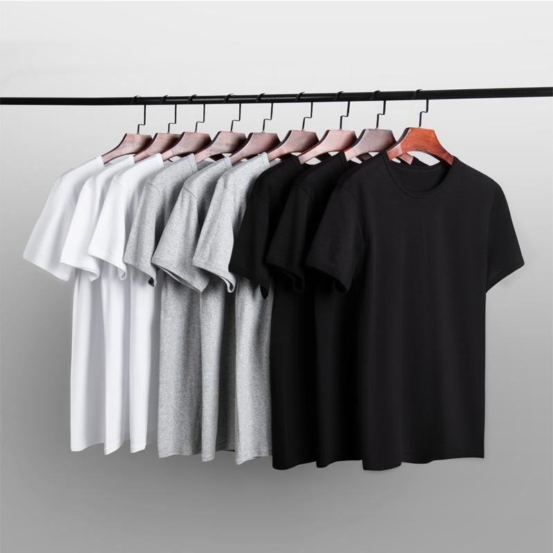 Tシャツ メンズ 半袖 スリムフィット クルーネック ポリエステル 無地 薄手 カットソー トップス インナー 普段使い カジュアル ブラック ホワイト グレー