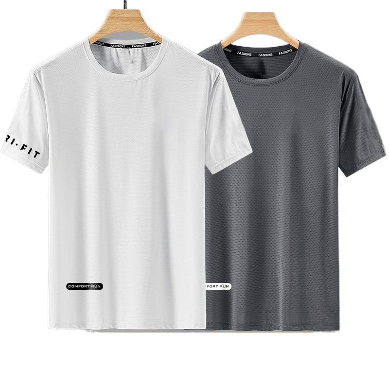 Tシャツ メンズ 接触冷感 半袖 ビッグシルエット ポリエステル 無地 春夏 スポーツ 普段使い ルームウェア トップス カットソー 黒 白 グレー