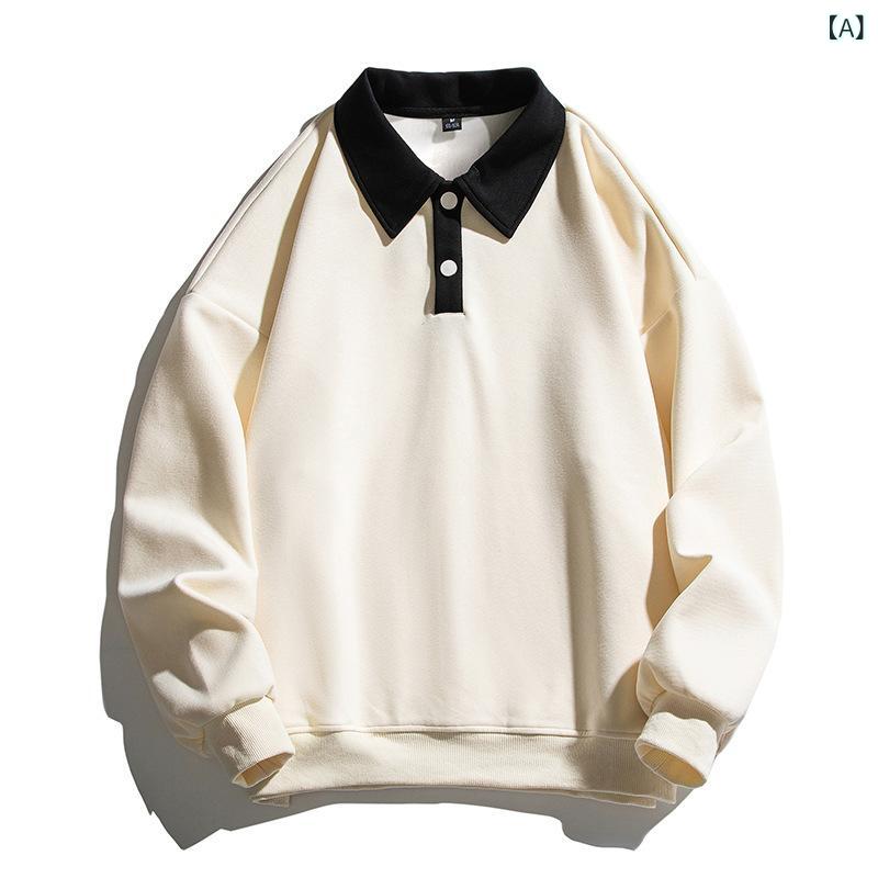 スウェット メンズ 男性用 長袖 トップス プルオーバー 襟付き トレーナー 運動着 普段使い リラックスウェア ポリエステル ブラック系(x5)