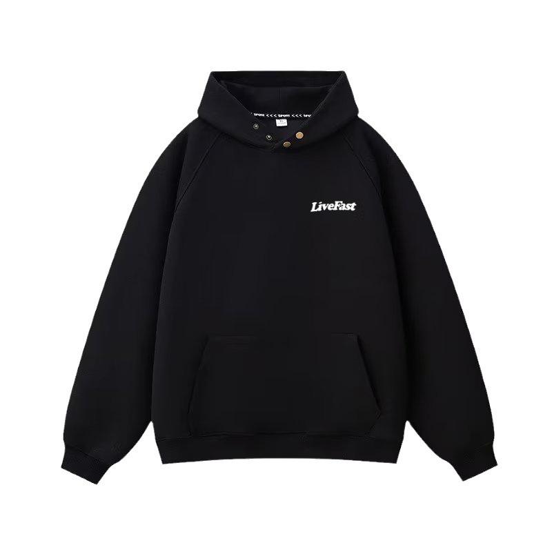 Rakuten - パーカー メンズ 男性用 プルオーバー メタル装飾 アルファベット柄 プリント ルーズ ビッグシルエット ポリエステル混紡 秋