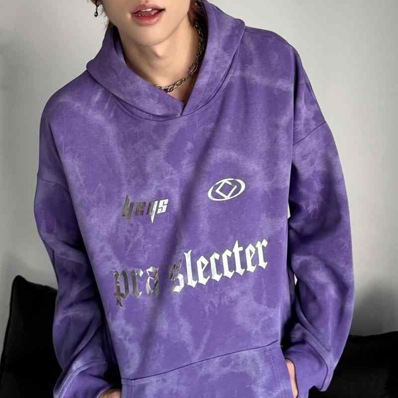 パーカー メンズ 春秋 美式 レトロ プルオーバー 絞り染め フーディ オーバーサイズ ゆったり ポリエステル 長袖 トップス カジュアル スタイル 普段使い