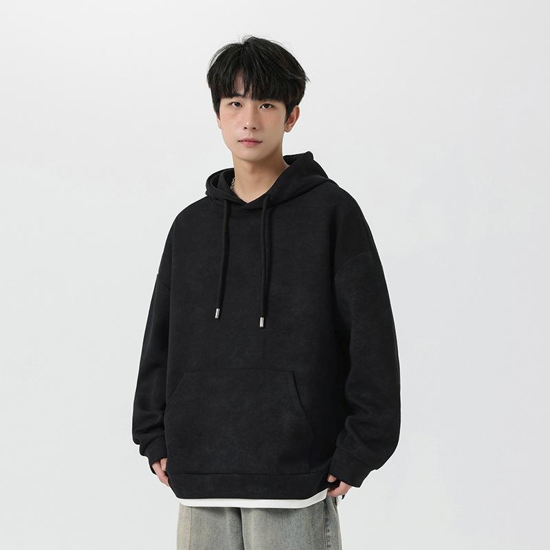 スウェット メンズ 男性用 トップス 秋物 コットン 扎染風 プルオーバー パーカー 長袖 ルーズフィット ブラック ホワイト ピンク系