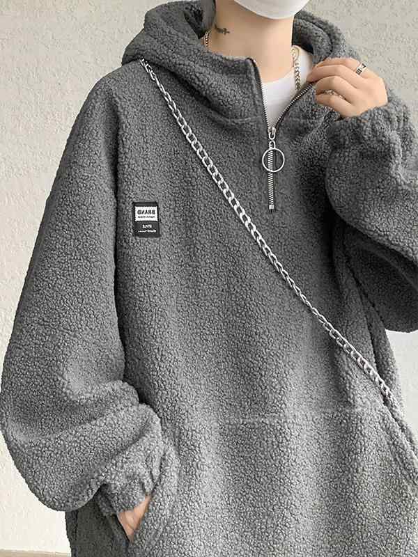 パーカー メンズ 男性用 冬用 裏起毛 厚手 フード付き トレーナー プルオーバー トップス 長袖 無地 ゆったり 大きめサイズ カジュアル 部屋着 ルームウェア ブラック グレー カーキ