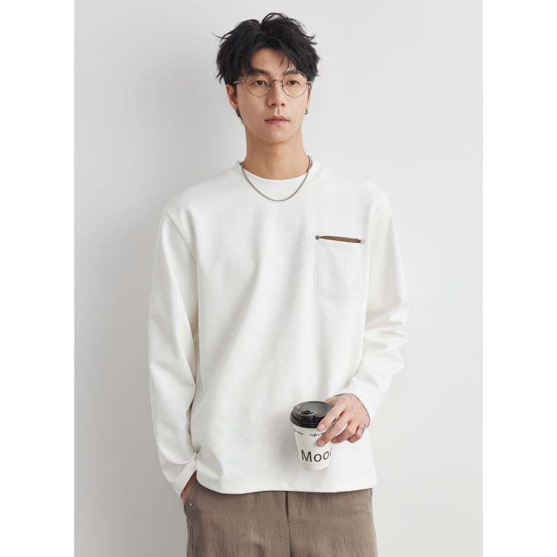 Tシャツ メンズ 長袖 スウェット プルオーバー 配色 切り替え コットン混紡 春秋 普段使い トップス カットソー ホワイト 花グレー ムースピンク ブラック・カテゴリ: スウェット/トレーナー・スタイル: カジュアル・袖丈: 長袖・ネッ...