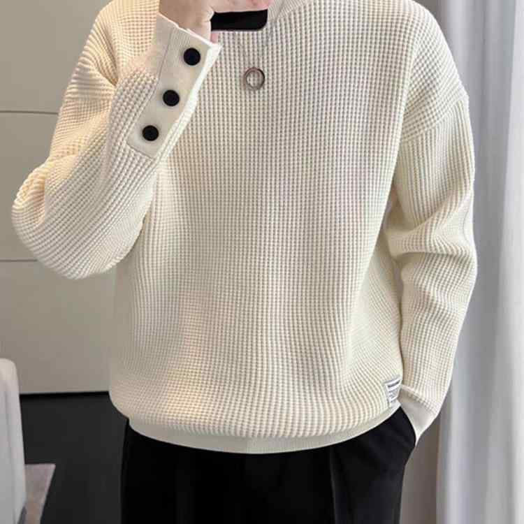Other - トレーナー メンズ 裏起毛 ワッフル 長袖 トップス 秋冬 暖かい プルオーバー カットソー 韓国 ルームウェア 部屋着