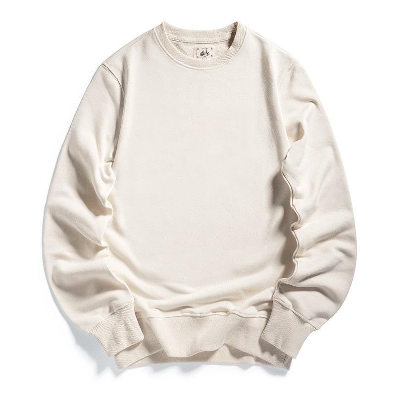 Tシャツ 男性用 トップス レトロ コットン 長袖 トレーナー プルオーバー 丸首 杏色 ゆったりサイズ(x2)