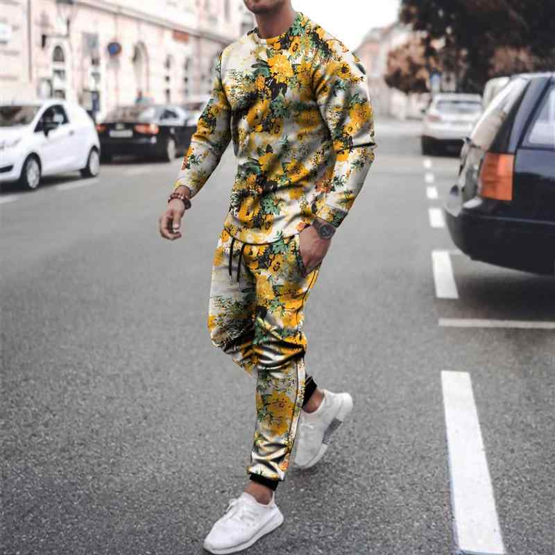 スウェット メンズ 薄手 小花柄 3Dプリント トレーナー プルオーバー 長袖 春秋 普段使い 運動着 ポリエステル