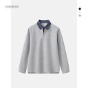 スウェット メンズ 春物 韓国 切り替え シャツ襟付き フェイクレイヤード POLOシャツ風 ゆったり アウター トップス ポリエステル ホワイト ブラック グ...