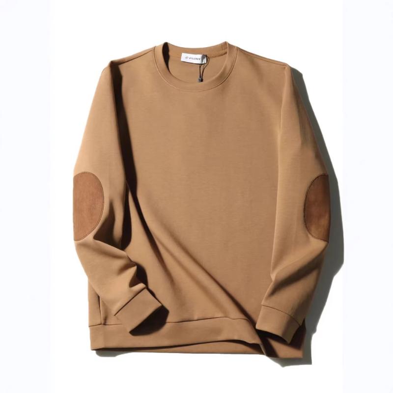 Tシャツ メンズ 男性用 長袖 トレーナー 美ラード色 無地 配色 切り替え クルーネック 丸首 トップス カットソー 接触冷感 秋