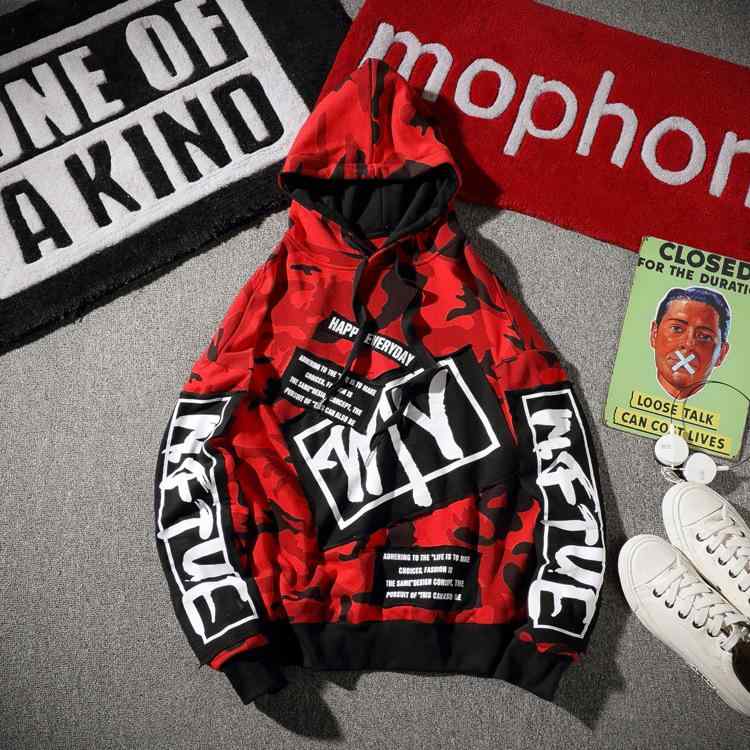 パーカー メンズ 男性用 迷彩柄 プルオーバー スウェット カンガルーポケット付き 長袖 トップス 秋冬 ルームウェア 普段使い 部屋着 レッド グリーン系