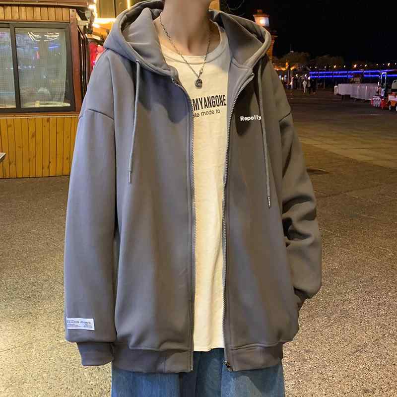 パーカー メンズ 春秋 ジップアップ フード付き スウェット ゆるかわ 大きいサイズ 長袖 アウター トップス スポーティー カジュアル ストリート 普段使い