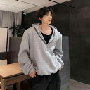 パーカー メンズ 男性用 大きいサイズ Vネック プルオーバー スウェット フーディ トップス ライトグレー コットン 部屋着 普段使い 秋