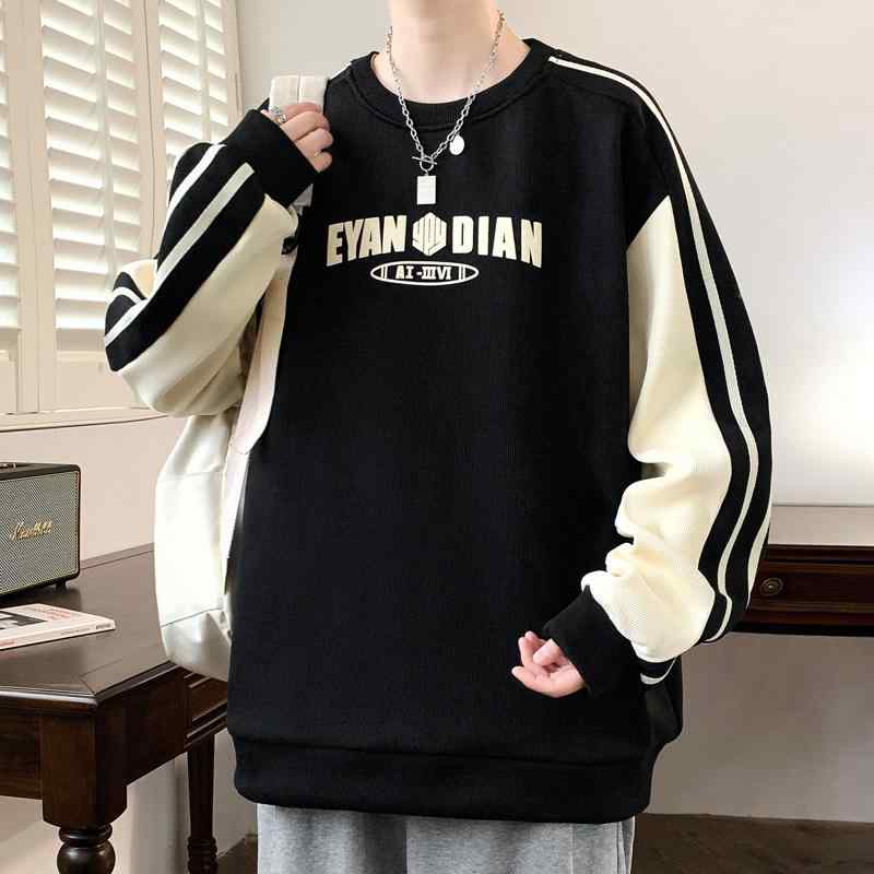 スウェット メンズ ティーン 長袖Tシャツ 春秋 トップス プルオーバーパーカー ライトアウター ポリエステル 無地 黒 ブラック グレー ブルー ベージュ グリーン 大きいサイズ