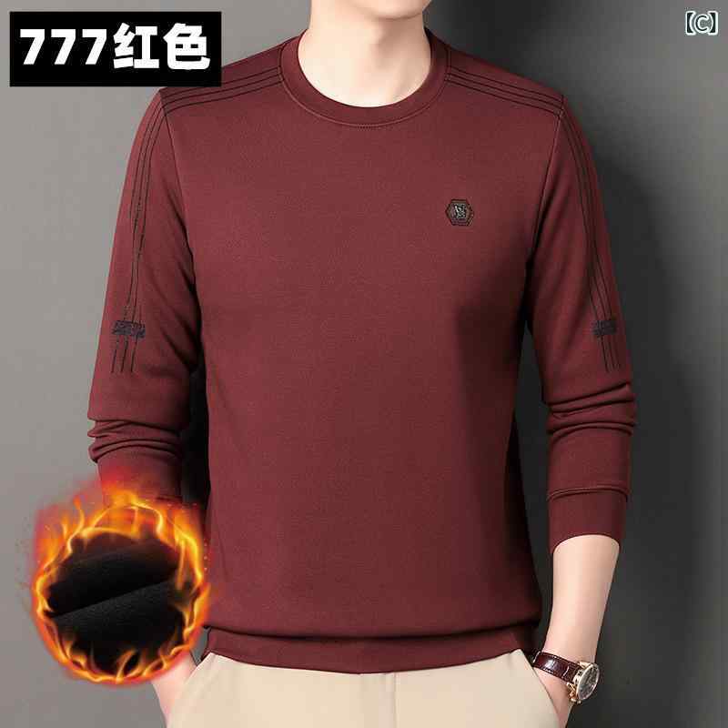 スウェット メンズ 裏起毛 長袖 Tシャツ 秋冬 厚手 暖かい トレーナー プルオーバー ニット クルーネック ゆったり ルームウェア 普段使い ワンポイント(x2) 3