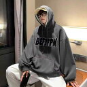 パーカー メンズ 秋冬 裏起毛 スウェット プルオーバー フード付き トップス 長袖 綿 カジュアル ゆったり 暖かい プリント グレー ブルー系