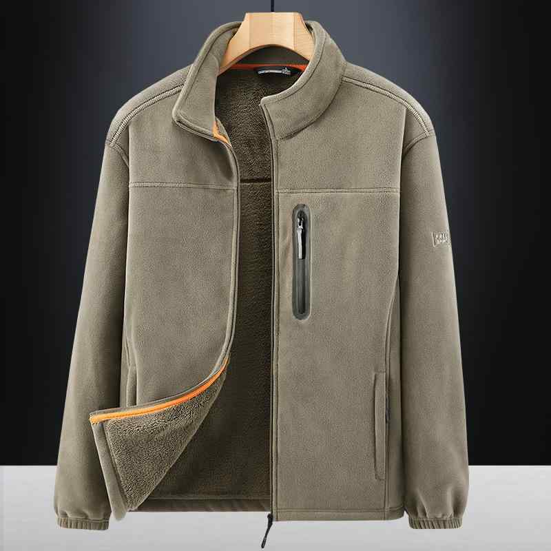 ジャケット 男性用 フリース 春秋 秋冬 裏起毛 厚手 防寒 立襟 アウトドア トップス 多ポケット ブラック 深グレー 深青 カーキ