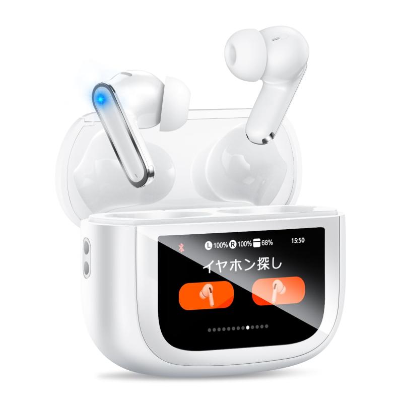 イヤホン bluetooth ワイヤレスイヤホン 【Bluetooth6.0 多機能タッチスクリーン・ANC対応】 蓋を開けたら瞬間接続 HiFi音質