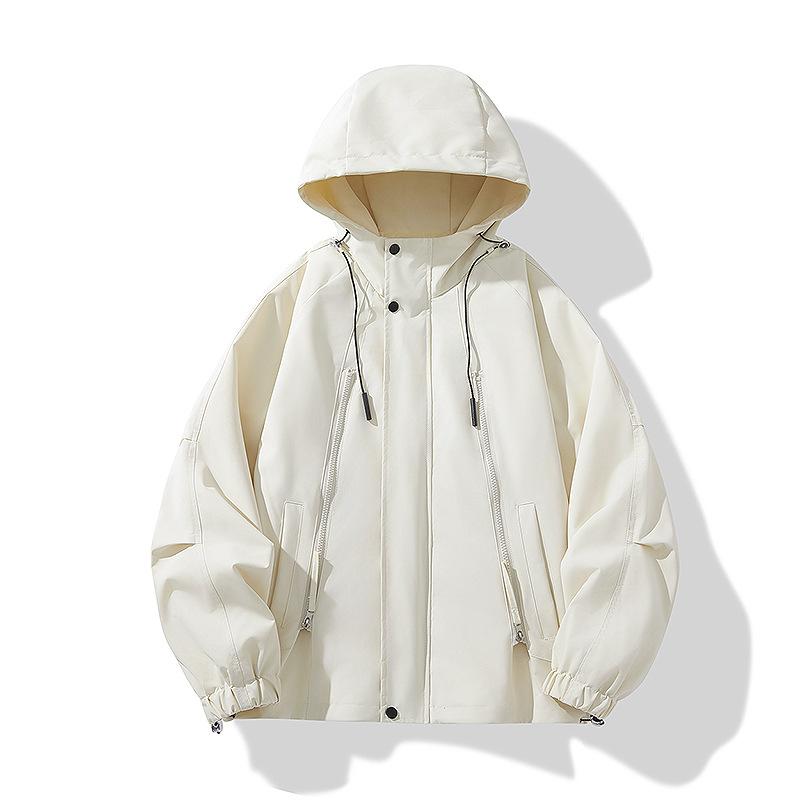 ジャケット メンズ 男性用 日系 ワーク アウター ブルゾン スタンドカラー 無地 長袖 ジップアップ 合..