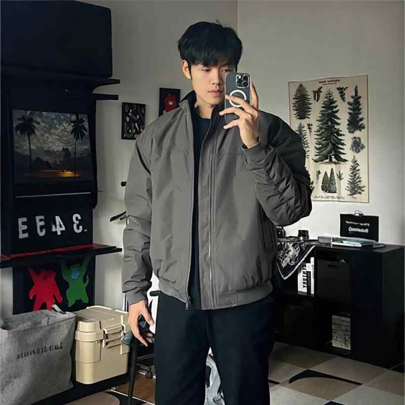 ジャケット メンズ ブルゾン 春秋 ライトアウター 立襟 撥水 防風 無地 グレー ブラック カジュアル スポーティー ミリタリー