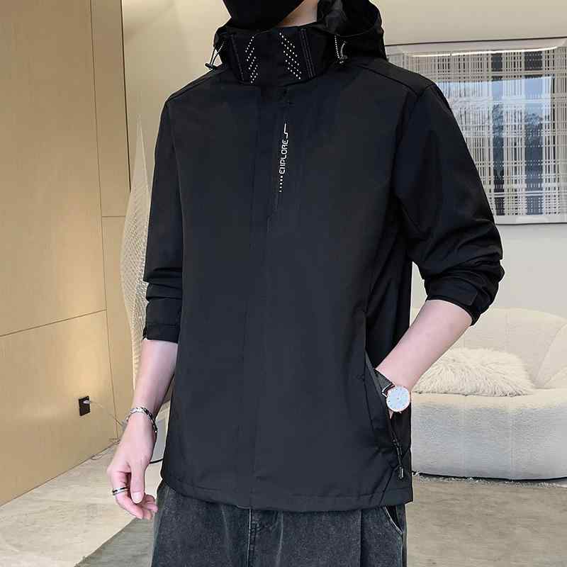 ジャケット メンズ マウンテンパーカー 薄手 撥水 防風 フード付き ブルゾン アウター 男性用 ブラック カーキ グレー ネイビー ピンク パープル M L XL XXL XXXL 4XL 5XL 秋