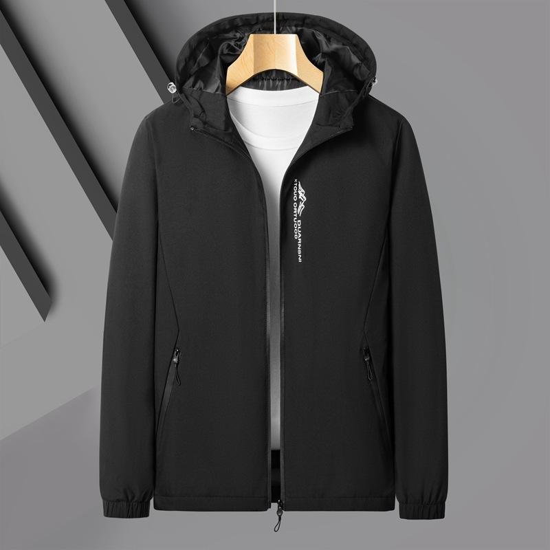 ジャケット 男性用 ブルゾン 防水 防風 春秋 薄手 ワーク 立襟 無地 黒 ブラック グレー カーキ ブルー ポリエステル 普段使い アウトドア