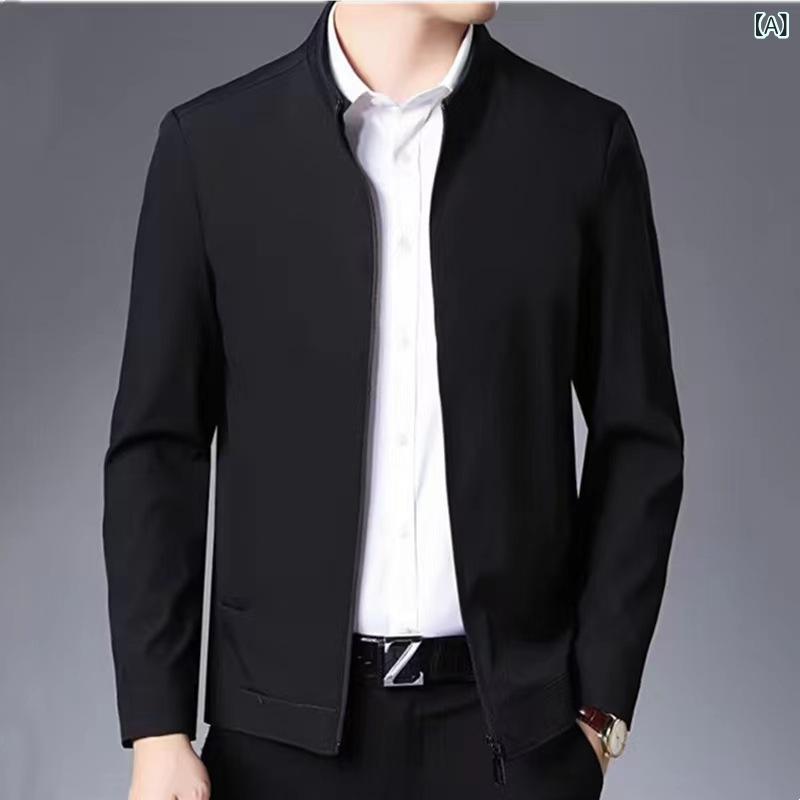 LINEAR shopのジャケット 男性用 コーデュロイ ブルゾン ライトアウター 切り替え 立襟 春物 秋物 普段使い 40代 50代 ブラック 黒 ダークブルー カーキ｜アングル2