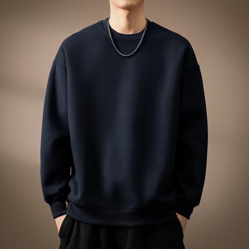 スウェット メンズ ルーズフィット クルーネック 長袖 Tシャツ カットソー トップス コットン 普段使い 部屋着 ブラック ピンク系 春秋