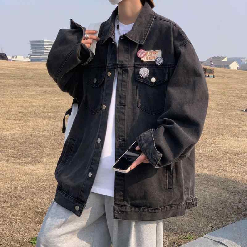 ジャケット メンズ 男性用 デニム Gジャン ブルゾン アウター 春秋 カジュアル 無地 耐摩耗性 普段使い 10代 20代 30代 40代 ブラック ブルー M L XL 2XL 3XL
