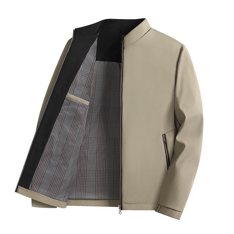 ジャケット メンズ 男性用 ブルゾン 春秋 ライトアウター スタンドカラー 紳士服 ビジネス カジュアル 多ポケット 長袖 ポリエステル ブラック 黒 ネイビー 紺 カーキ レッド 赤