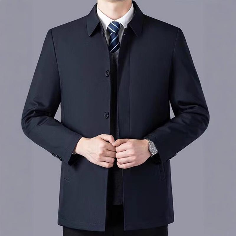Rakuten - ジャケット 男性用 紳士服 春秋 アウター 父親 ジャンパー ブルゾン 上着 40代 50代 60代 シニア ウェア ポリエステル 無地 耐摩耗性 ボタン 留め 普段使い