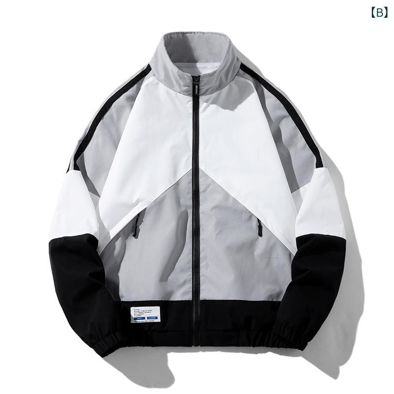 LINEAR shopのジャケット メンズ 男性用 春秋 スポーツ カジュアル ゆったり アウター 配色 トップス 普段着 長袖 緑 グリーン グレー ポリエステル｜アングル3