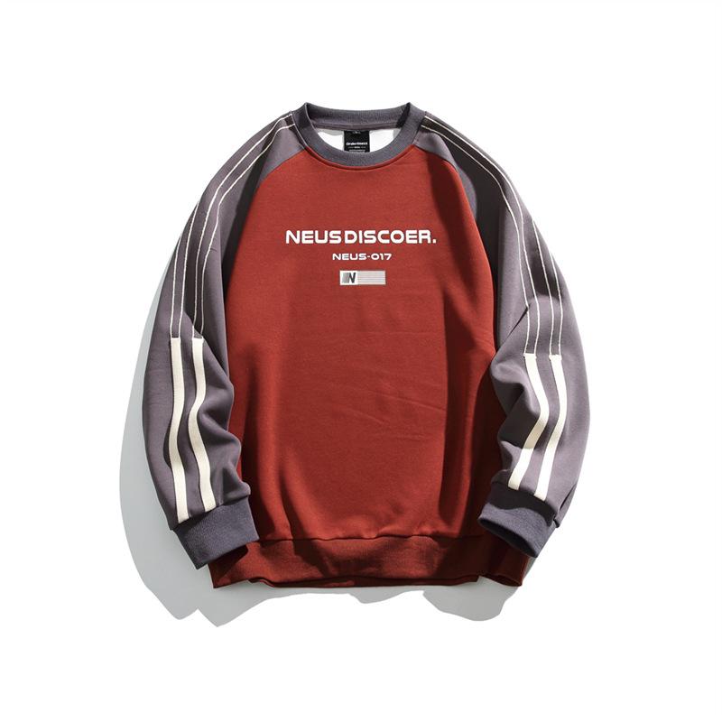 スウェット 男性用 プルオーバー トップス 春物 コットン ゆったりサイズ レトロ プリント 酒 красный ..