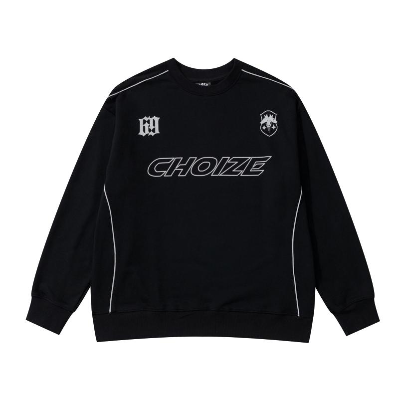 スウェット メンズ 男性用 アメリカンカジュアル バイクスタイル クルーネック プルオーバー トップス ワッペン プリント コットン ホワイト ブラック