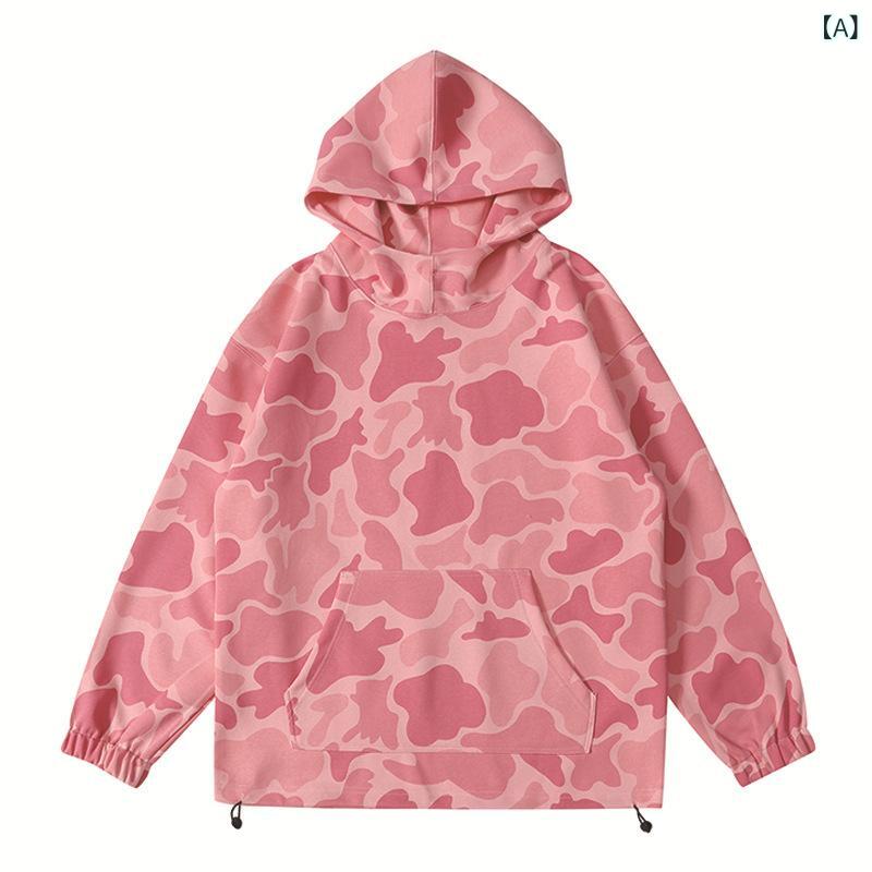 LINEAR shopのパーカー メンズ レディース 迷彩柄 コットン混紡 春秋 オーバーサイズ ゆったり ドロップショルダー プルオーバー フーディ 400g｜アングル2
