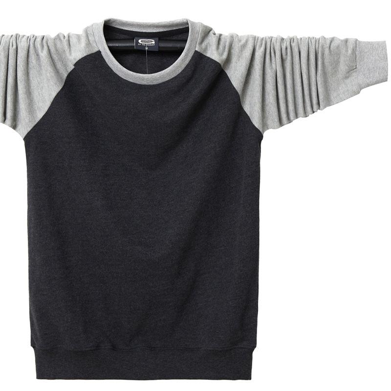 Tシャツ メンズ 学生 薄手 長袖 トップス 春秋物 コットン ゆったり 大きめサイズ 配色 カジュアル 普段使い ブラック グレー ネイビー M L XL 2XL 3XL 4XL 5XL 6XL
