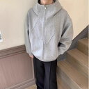 パーカー メンズ レディース 秋冬 グレー 無地 長袖 ジップアップ フード付き グレー ポリエステル ゆったり 大きめ ビッグシルエット 韓国 カジュアル ス...
