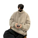 スウェット メンズ 男性用 裏起毛 パーカー 秋冬 トップス プルオーバー 長袖 暖かい 無地 ゆったり 大きめサイズ ポケット付き 普段使い 部屋着 ポリエステル グリーン