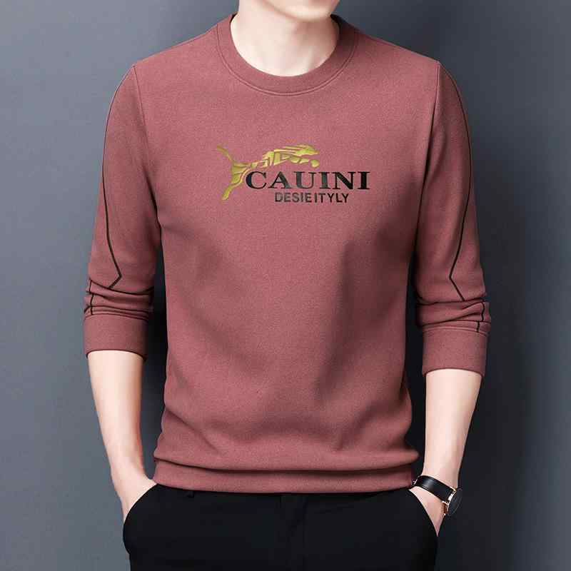 スウェット メンズ 長袖Tシャツ ポリエステル 動物プリント 春秋 トップス 普段使い 部屋着 ラクダ色 ..