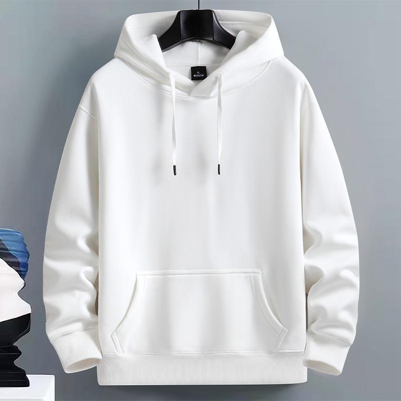 パーカー メンズ 春秋冬 加絨 厚手 長袖 スウェット フード付き プルオーバー トップス カンガルーポケット 無地 ホワイト ブラック カーキ グレー レッド ブルー