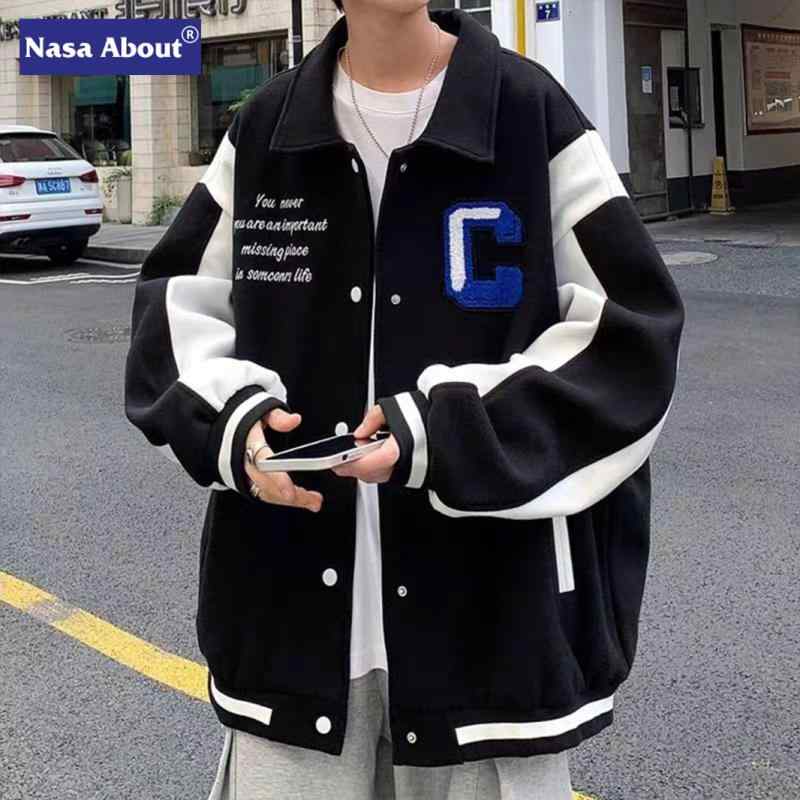 ジャケット 男性用 ブルゾン NASA アメリカン vintage 野球 カジュアル ウェア 秋 アウター ルーズ ゆったり 大きいサイズ 普段使い 通気性 耐摩耗性 防風 吸湿速乾 ポリエステル ブラック イエロー ブルー